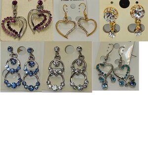 NEW Lot of 8 NEW Mixed Faux Gem Dangling Earrings in Silver and Gold Settings